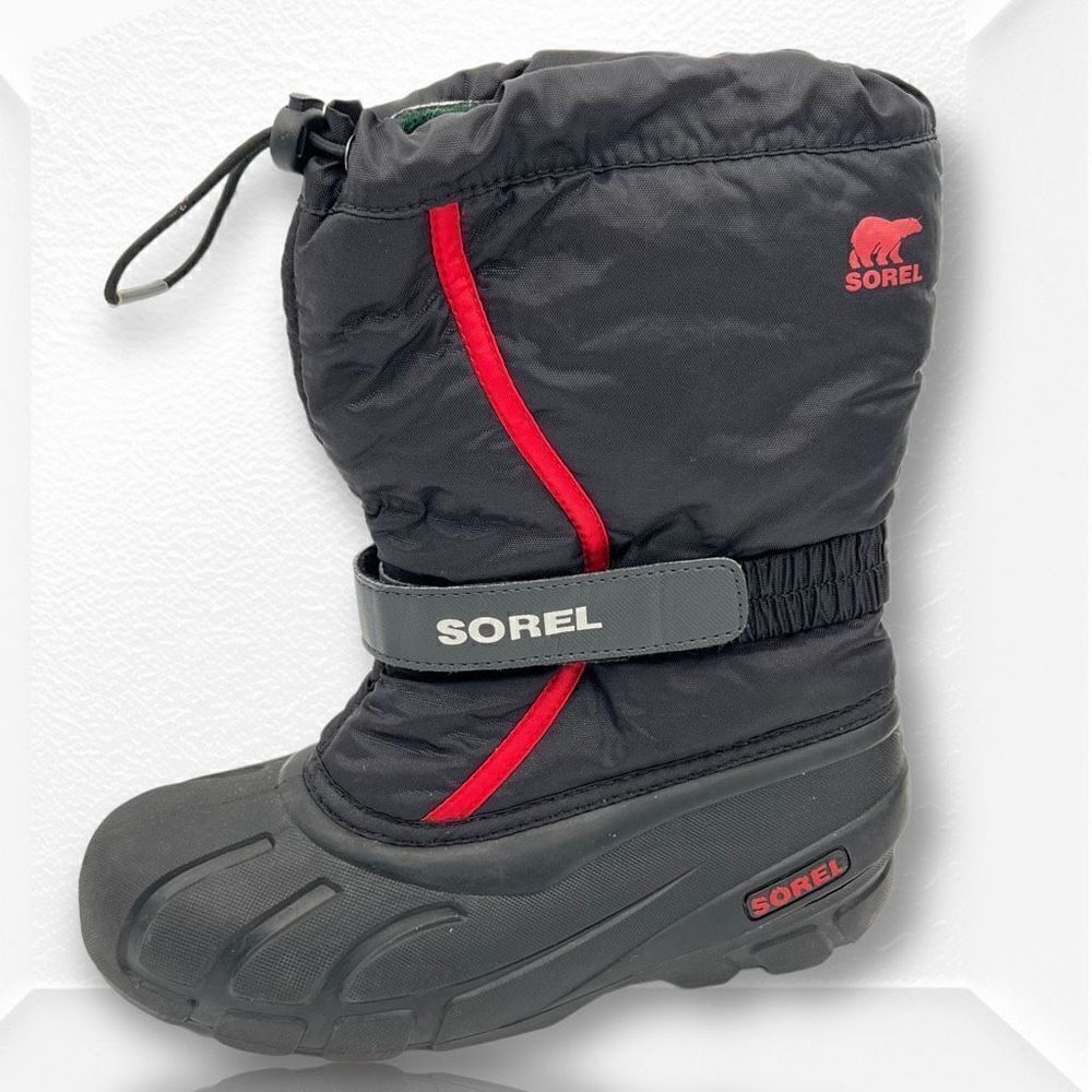 Youth Sorel Flurry Snow Winter Boot Sz US  5 EUR 37 BLACK RED $70 MSRP